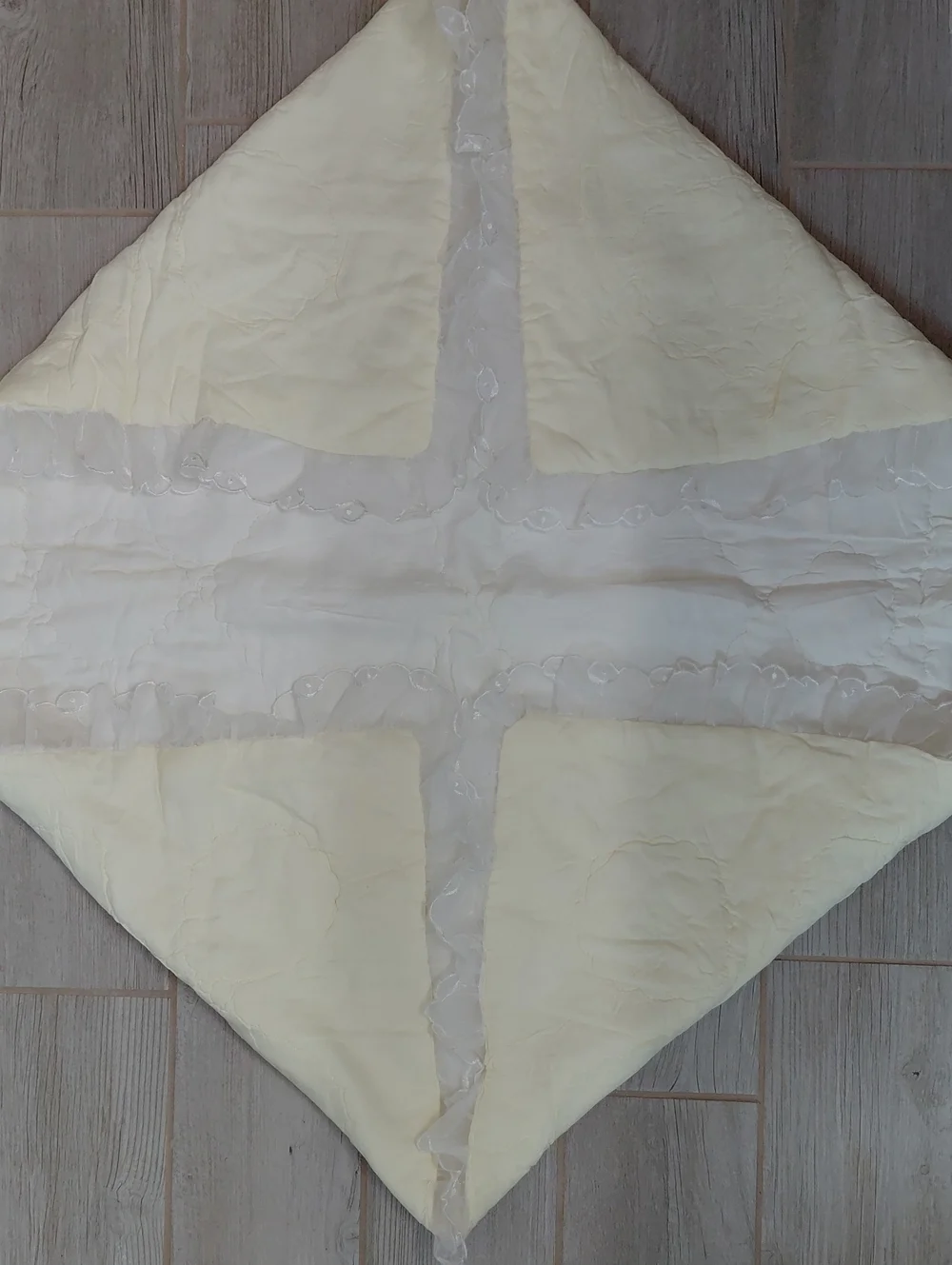 Vintage Quilted Satin Lace Ruffle Baby Crib Blanket